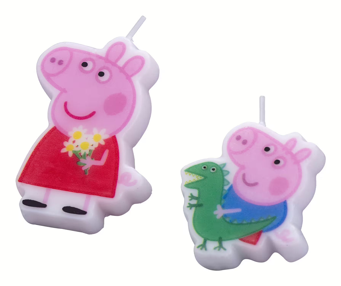 Dr. Oetker Geburtstagskerzen Peppa Pig – mehrfarbig – 2 Stk – mit Halter