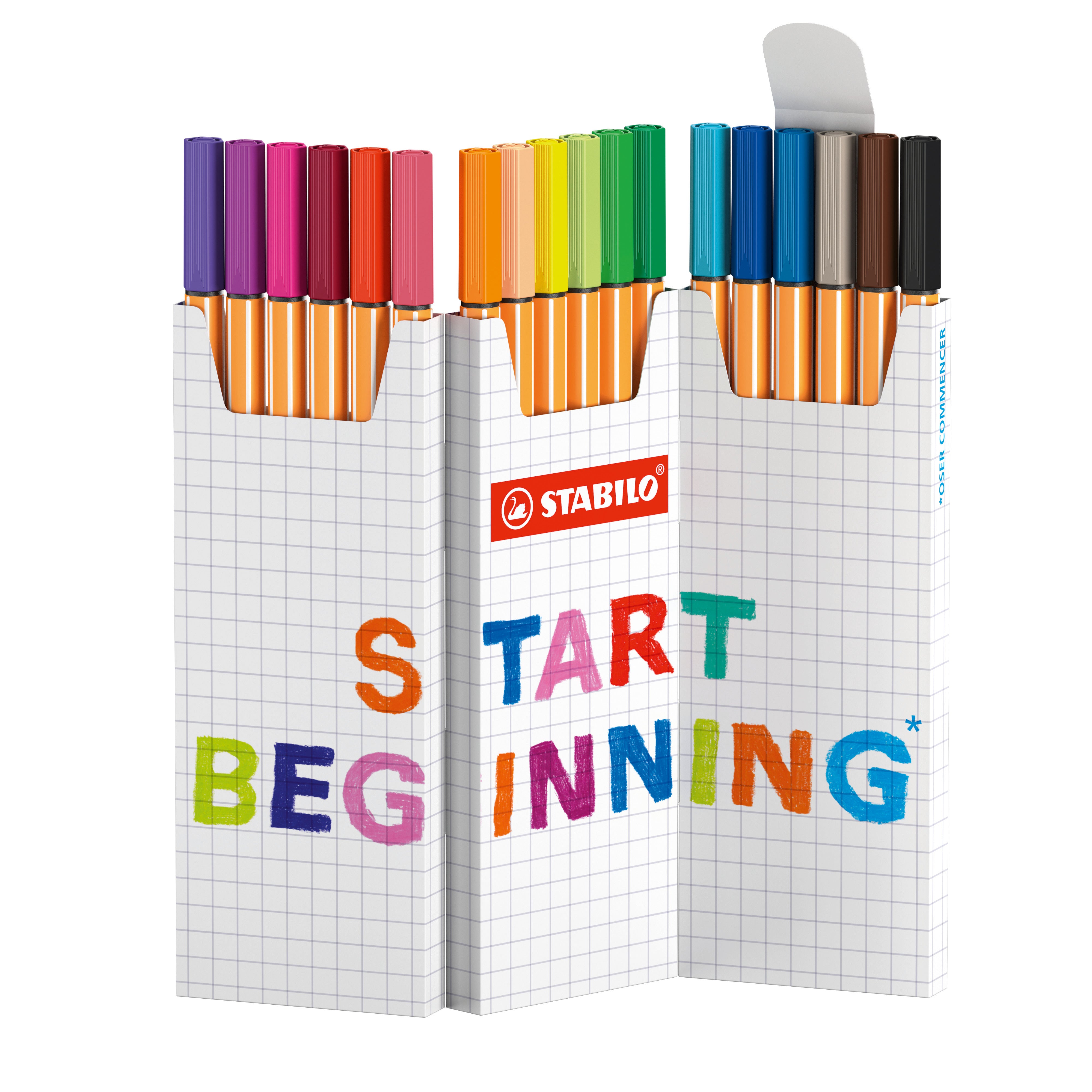 STABILO point 88 Fineliner Zick-Zack Etui – 18 Stk., 0,4 mm, 18 Farben