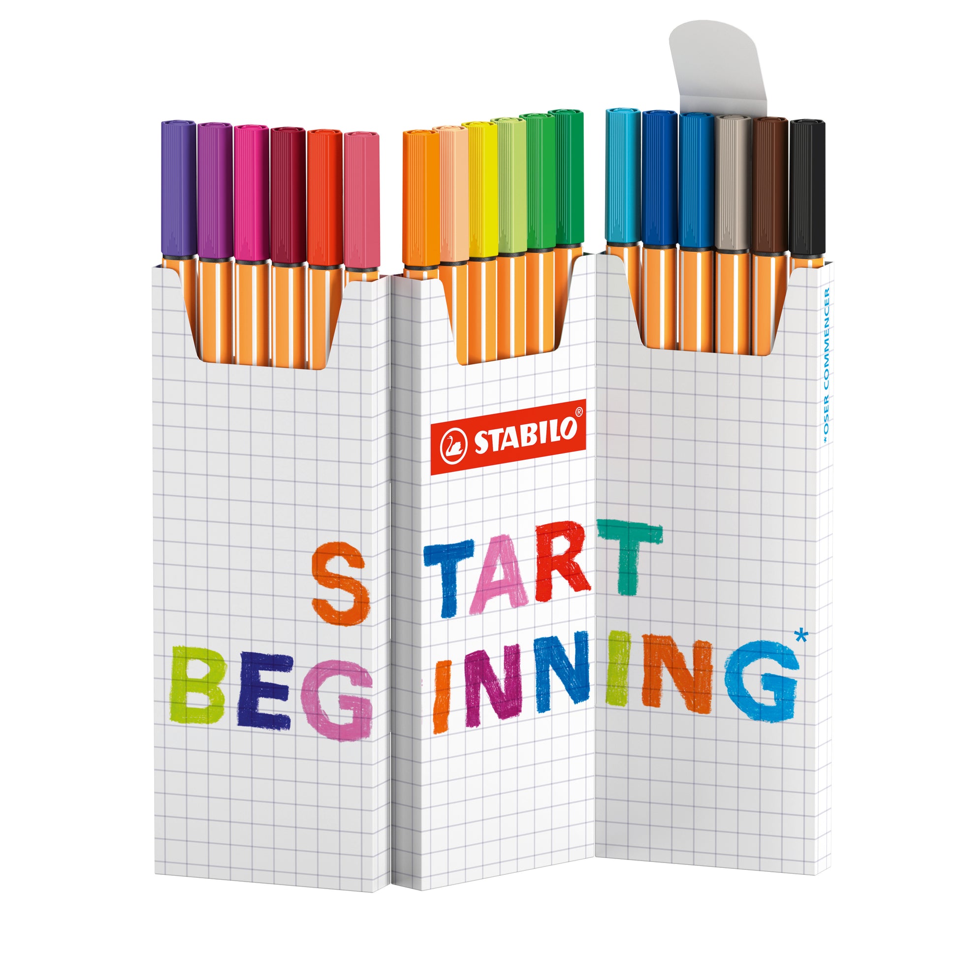 STABILO Fineliner – 18er-Set 0,4 mm – 18 Farben, sortiert