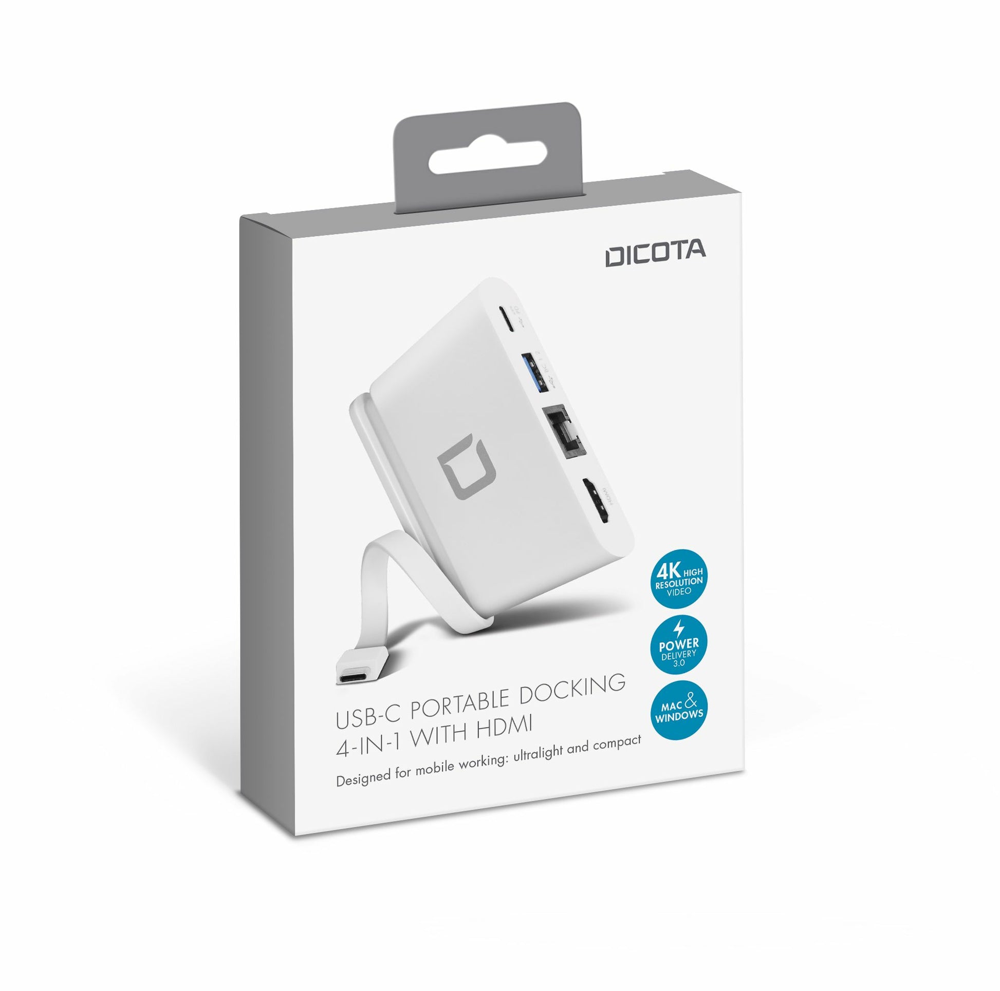 DICOTA D31730 Multiport-Adapter – USB-C, HDMI, 1× USB-A, 100 W PD, GbE