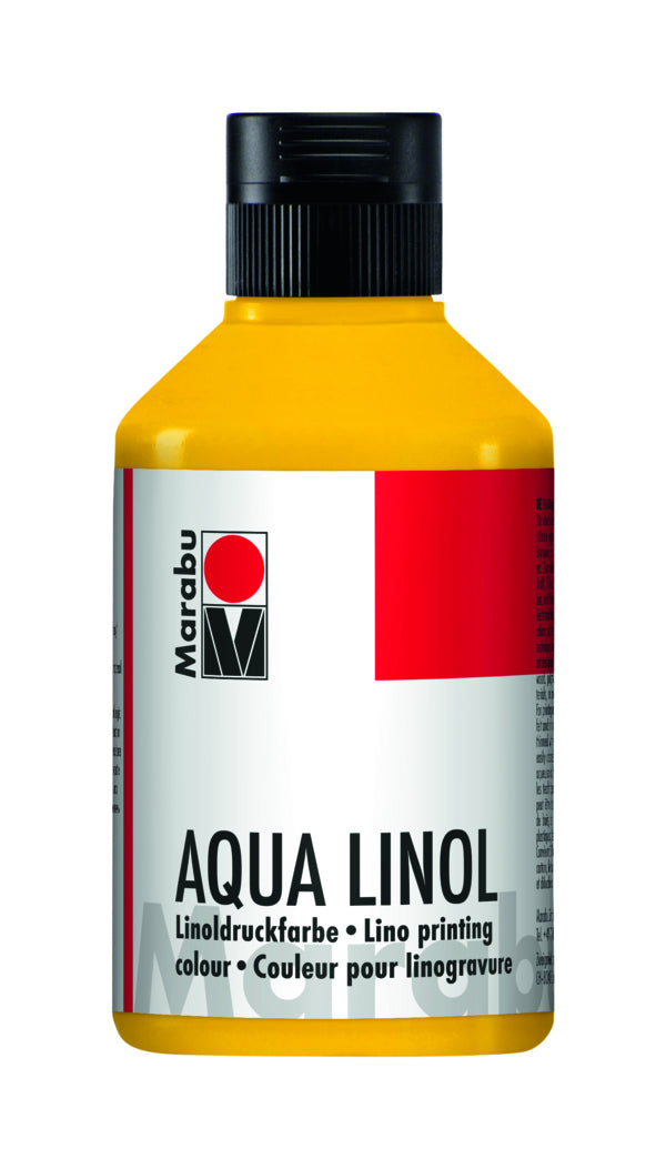 Marabu Aqua – Linoldruckfarbe – Mittelgelb, 250 ml, für Linolschnitt