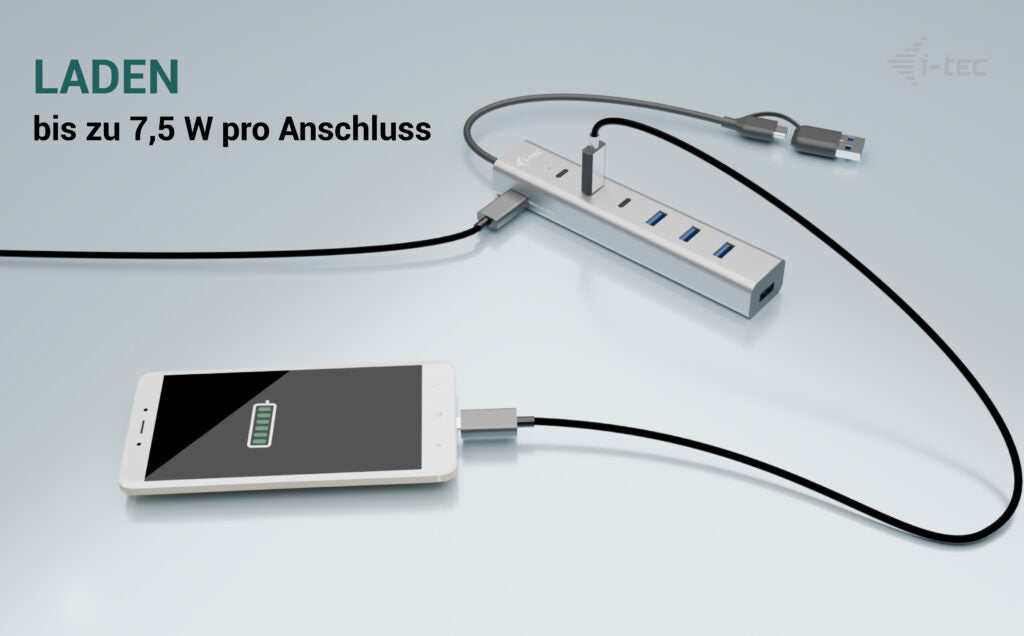 i-tec USB-Hub – USB 3.2 Gen 1, 3× USB-C, 4× USB-A, für Windows/Mac/ChromeOS