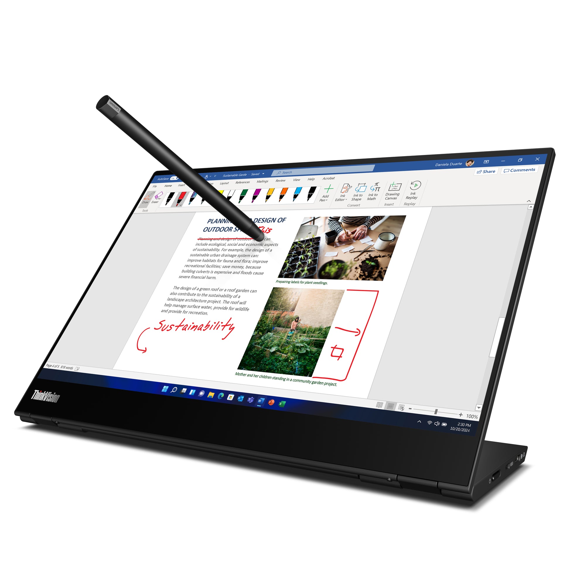 Lenovo ThinkVision – Portabler Monitor, 14,0", 1920 × 1080 (Full HD), IPS, Touch, USB-C
