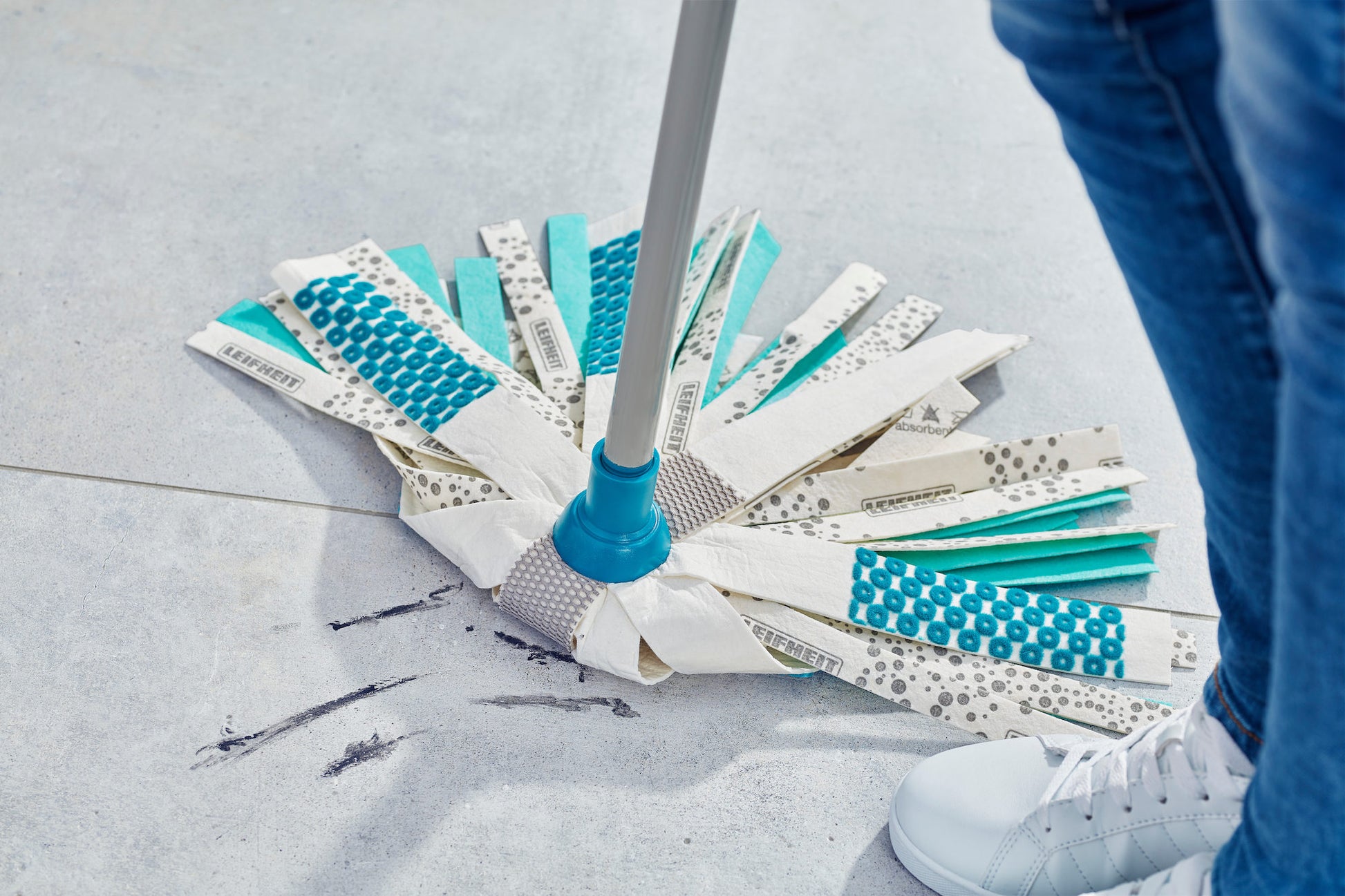 Leifheit Flachwischer Power Mop 3in1 – türkis – Mikrofaser/Viskose