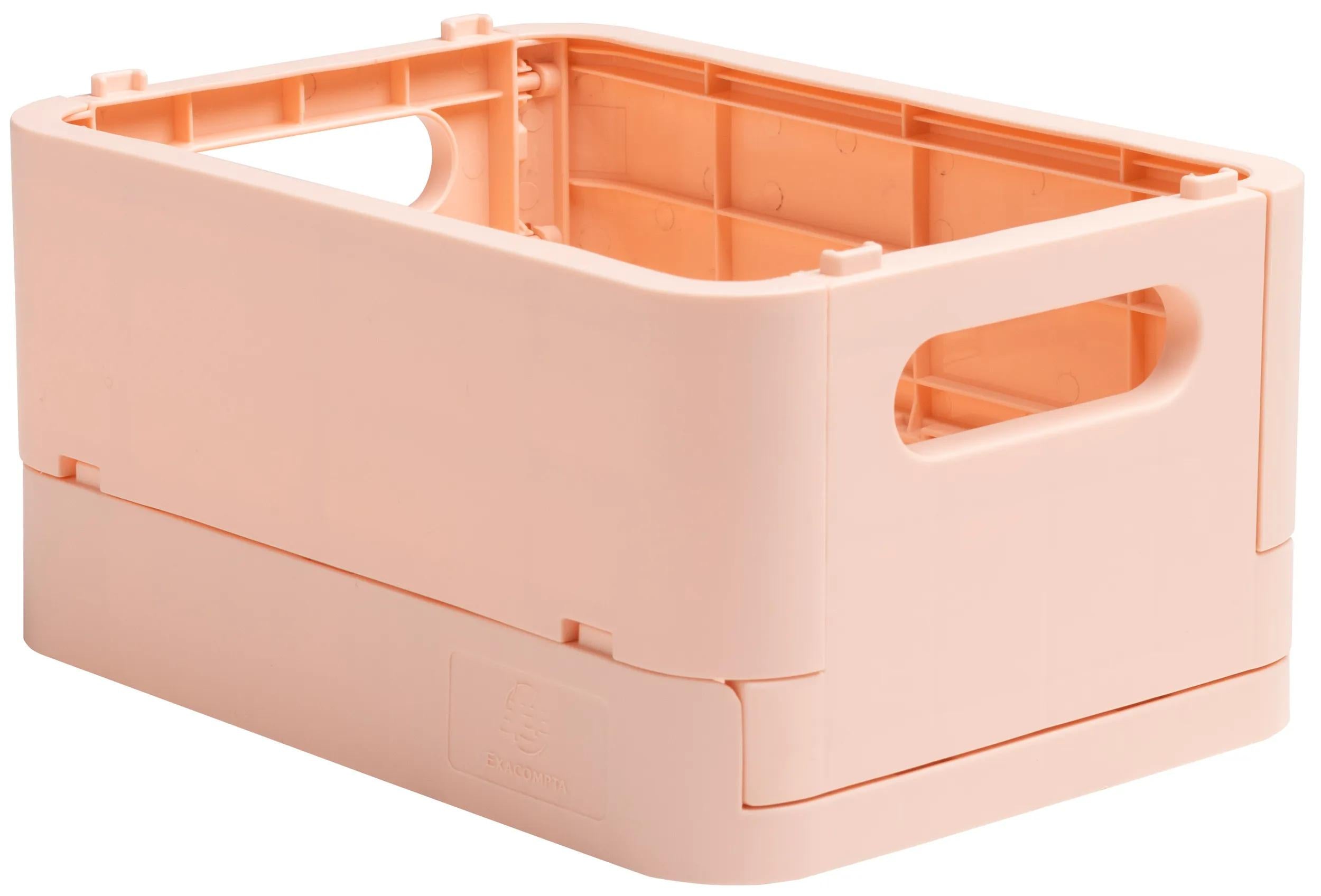 Exacompta Aufbewahrungsbox – für A6+, klappbar, hellrosa, Polypropylen (PP), B 188 × H 95 × T 138 mm