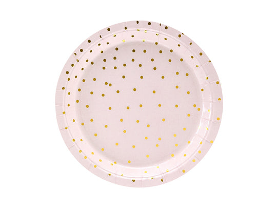 PartyDeco Teller, Papier – Ø 18 cm, Hellrosa Punkte – 6 Stk.