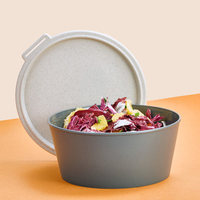 Koziol Salatschüssel – 2,2 l, Kunststoff (biozirkulär), Grau, mit Deckel, spülmaschinenfest