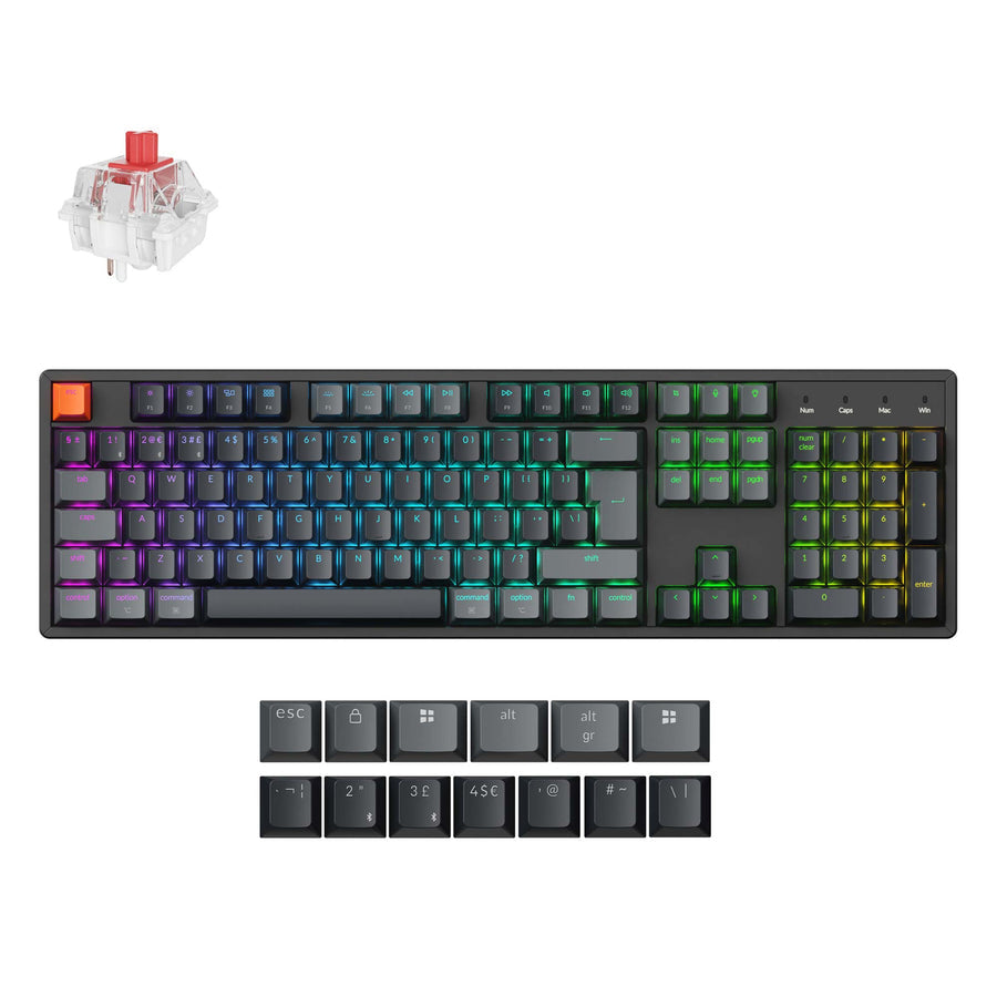 Keychron K10 QMK v2 – Tastatur – mechanisch – Bluetooth & kabelgebunden (USB-C) – QWERTZ (CH) – RGB – Grau