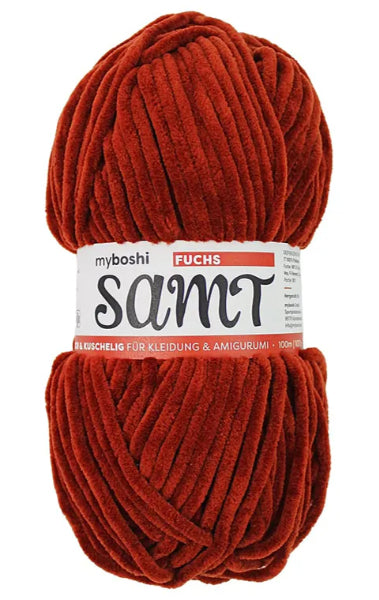 myBoshi Chenille Samt Wolle Rot – 100 g, 100 m, 100% Polyester, Nadel 5 mm, 1 Stk.