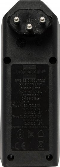 Brennenstuhl cleverLINE Steckdosenleiste, 2×T13 Steckdosen, 2×USB (1×A + 1×C), T12 Eingang, 300° drehbar – schwarz