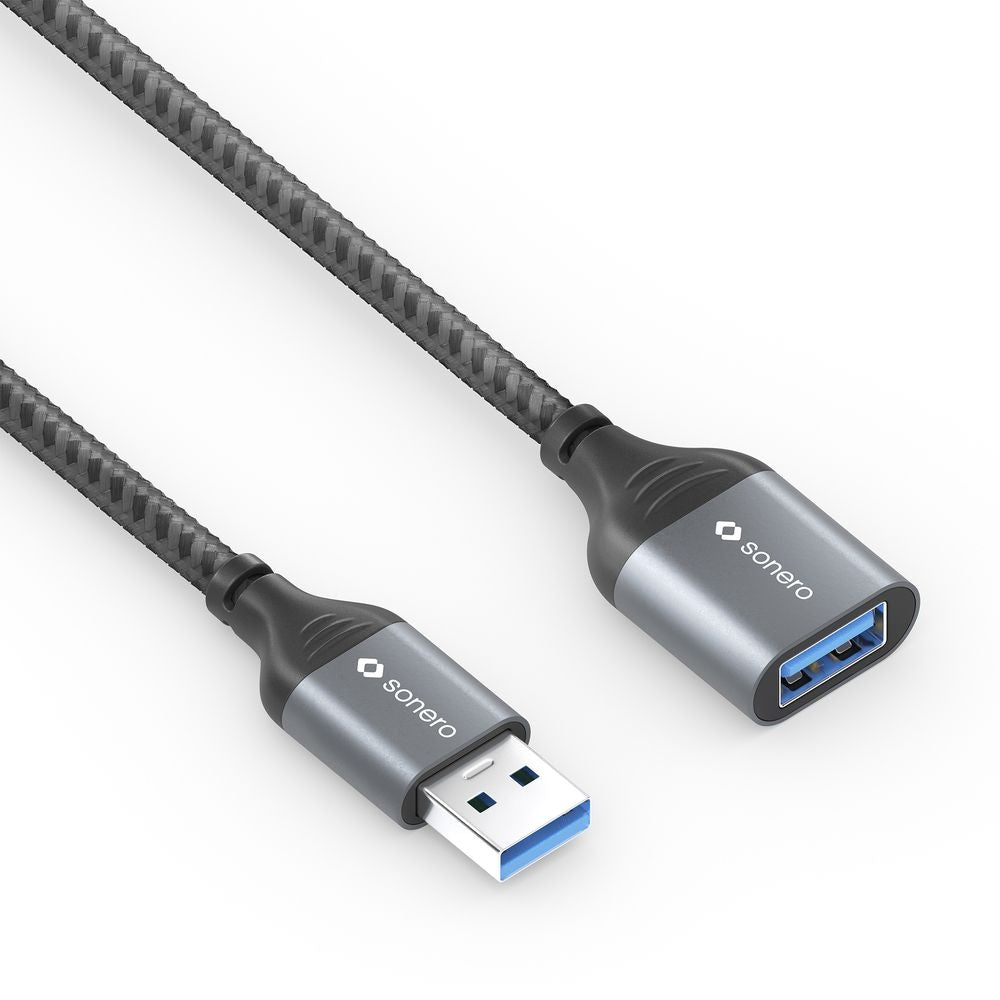 Sonero – USB-A Verlängerungskabel (Stecker auf Buchse) – USB 3.2 Gen 1 (5 Gbit/s) – 0,5 m – Geflochten