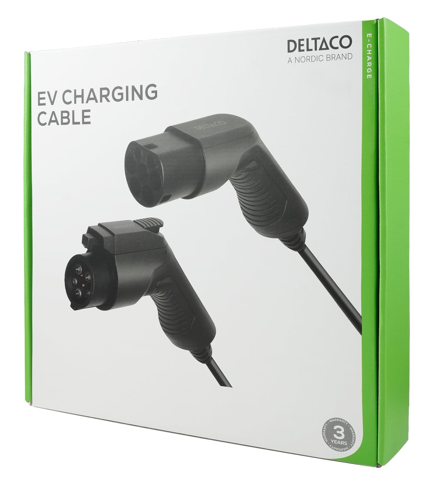 Deltaco Ladekabel für Fahrzeuge mit Typ 2-Steckdose, Typ 2 auf Typ 2, verriegelbar, 16 A, 5 m, EV-3215