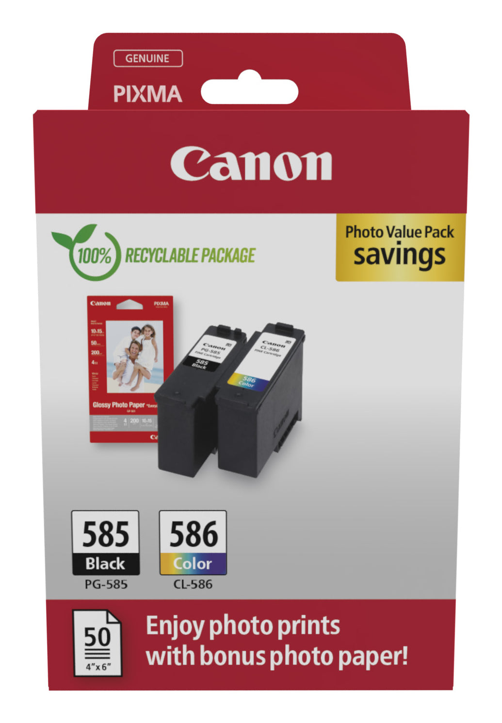 Canon PG-585/CL-586 Foto Value Pack – Pixma TS7650i, Schwarz, Cyan, Magenta, Gelb