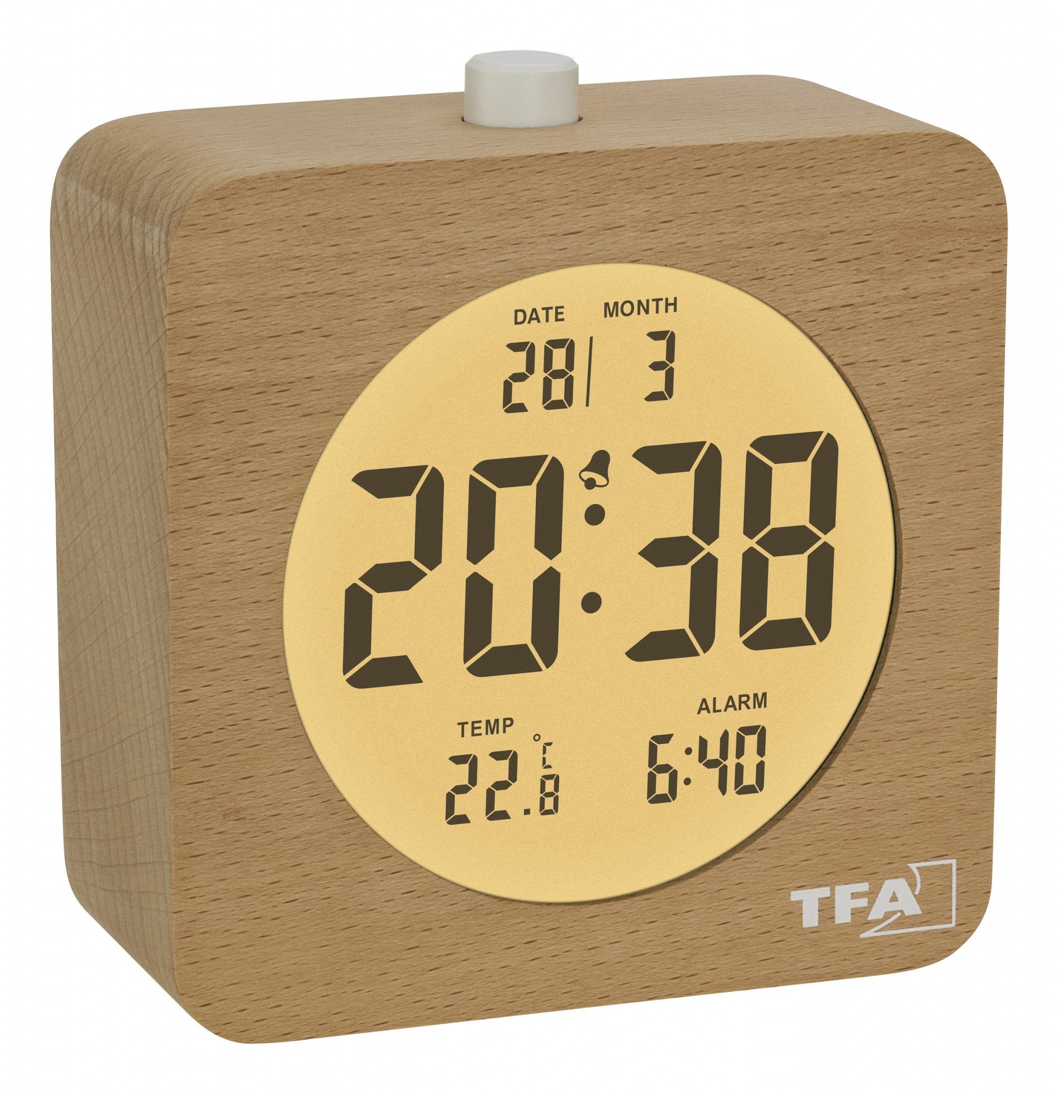 TFA-Dostmann TFA Dostmann Digitalwecker – Snooze, Thermometer, 9,7 × 10,2 × 5,0 cm, Buche, Holz