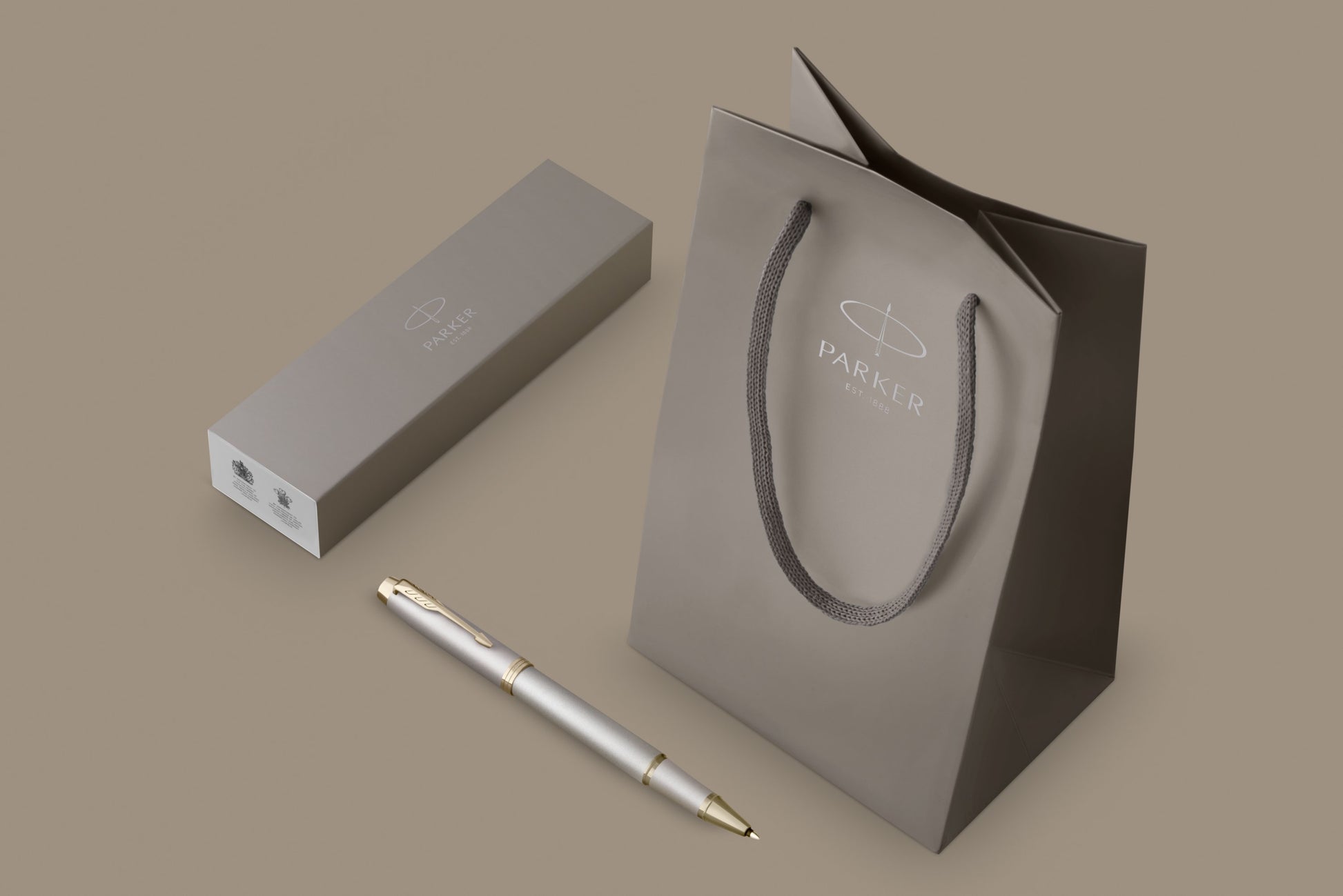 Parker IM Monochrome – Tintenroller, Schwarz, Edelstahl (Lackiert), Champagner