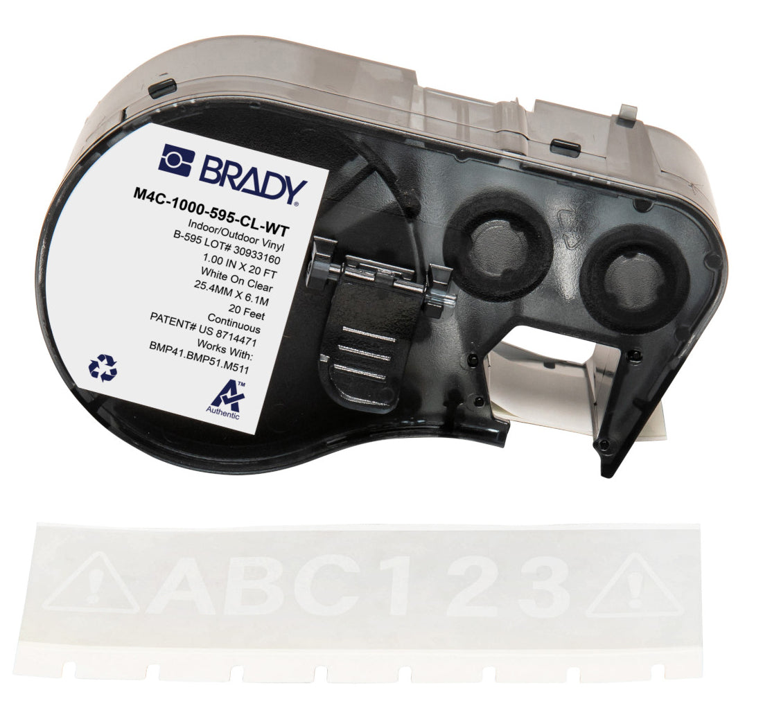 Brady Vinyl-Industrieband – durchscheinend weiss – 25 mm, Vinyl, glänzend – für Brady BMP41/BMP51/BMP53