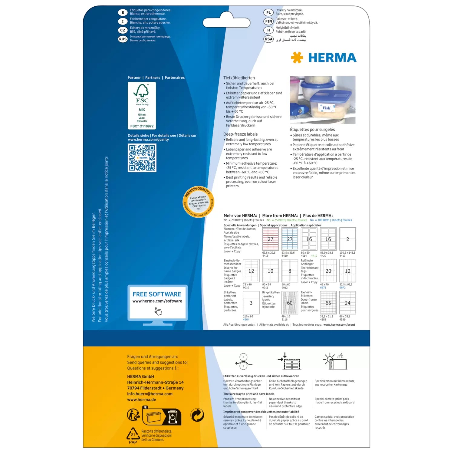 HERMA Special – Etiketten A4 66 × 34 mm – Papier, weiss – permanent haftend – Laser/Inkjet – 25 Blätter