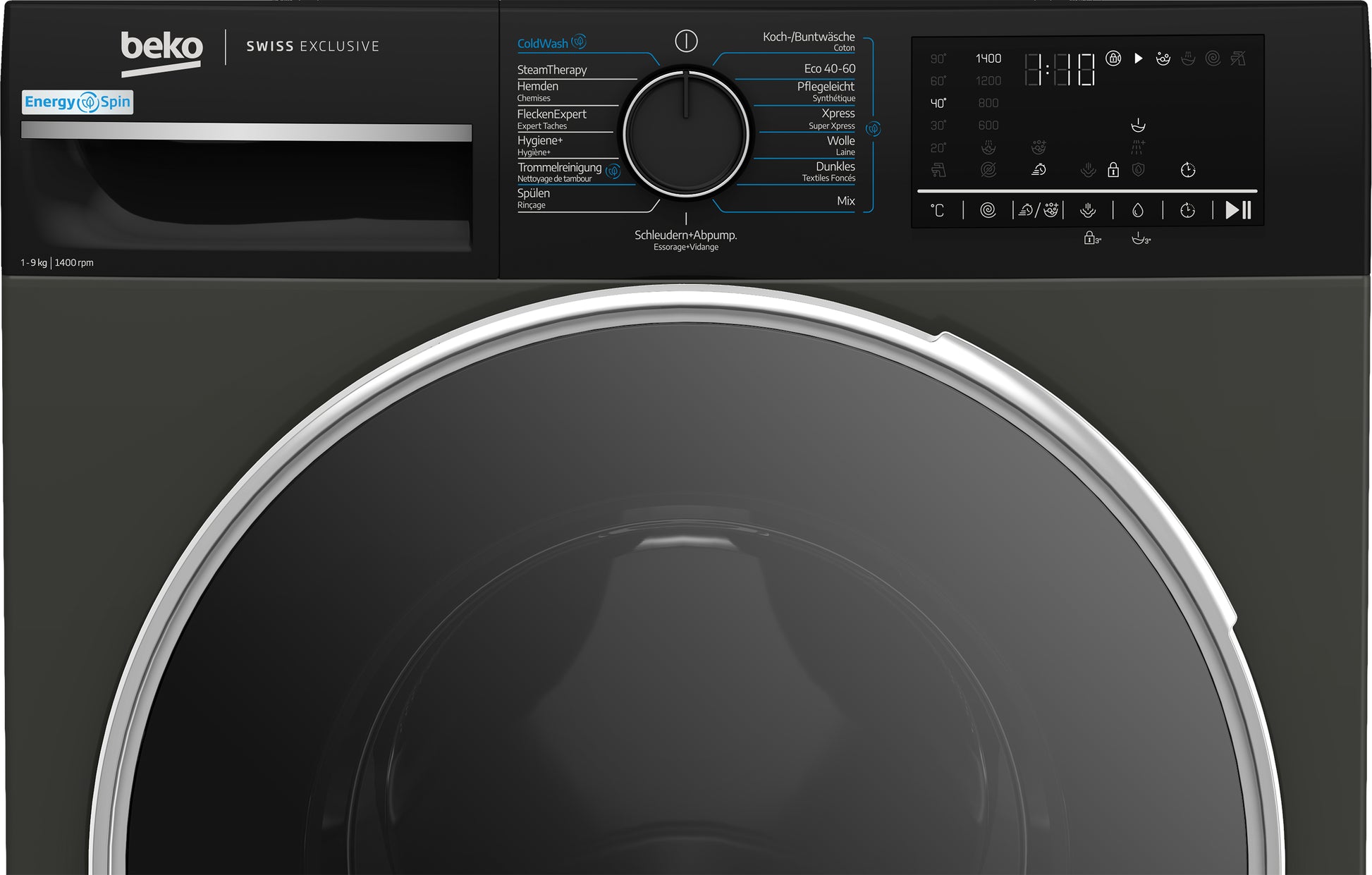 Beko Waschmaschine WM529 – 9 kg, Energieeffizienzklasse A, 1400 U/min, Invertermotor – Grau