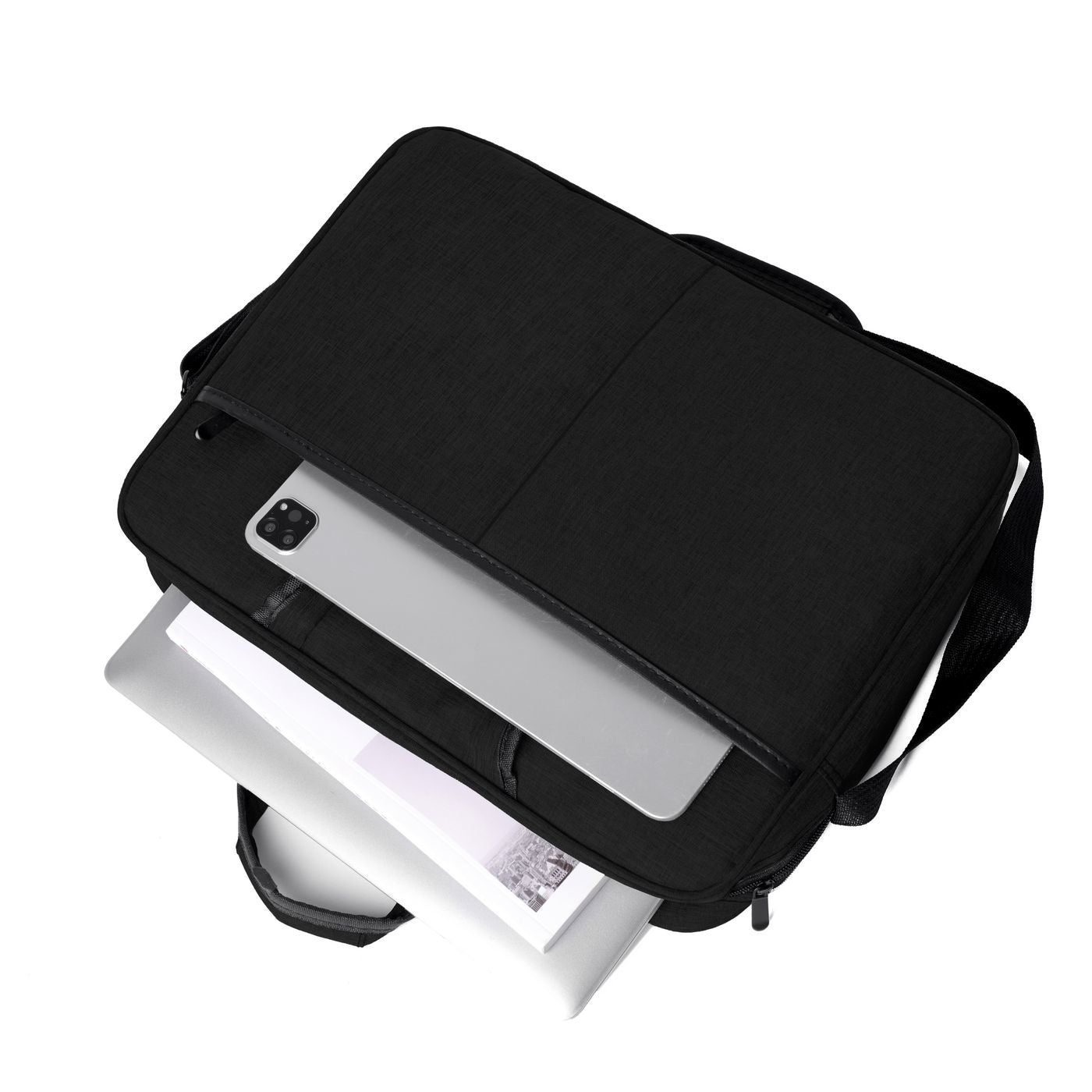 eSTUFF Notebook-Tasche für Notebooks bis 16" – Schultergurt, Trolley-Haltegurt – Schwarz