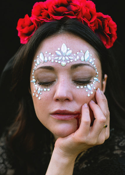 PartyDeco Face-Art Sticker Kristalle – Silber – 180 × 140 mm – 1 Paar