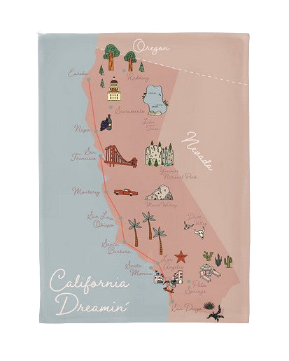 Chic-mic Geschirrtuch California Dreamin – 50 × 70 cm, Blau, 100% Baumwolle