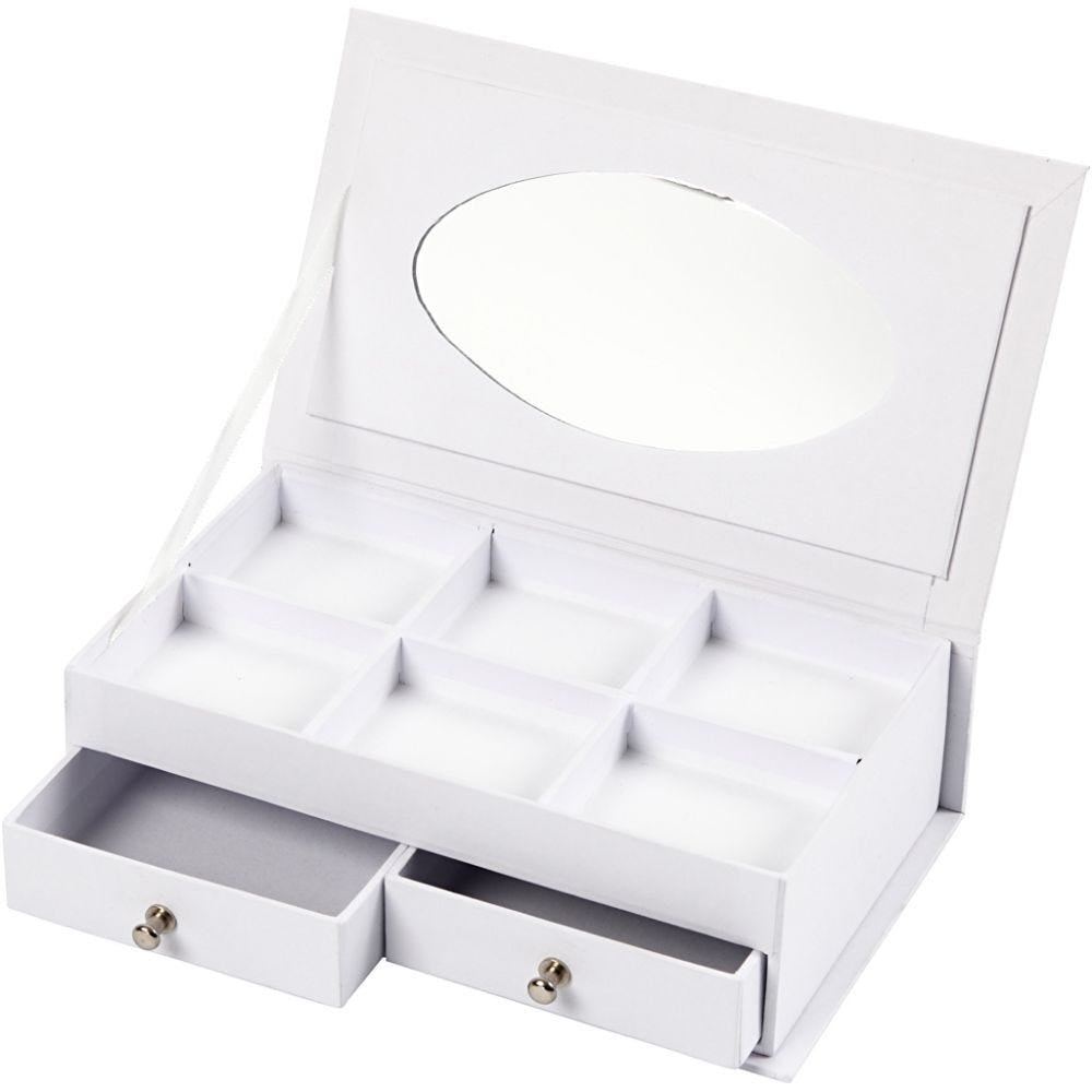 Creativ Company Schmuckkästchen, Karton, Weiss, 18 × 5 × 10,5 cm, Eckig