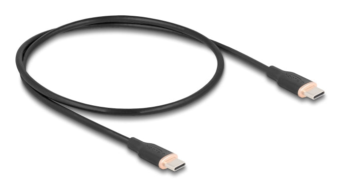 DeLOCK USB-C auf USB-C Kabel – USB 2.0 (480 Mbit/s) – 0,5 m – PD 60 W – Silikon – Schwarz