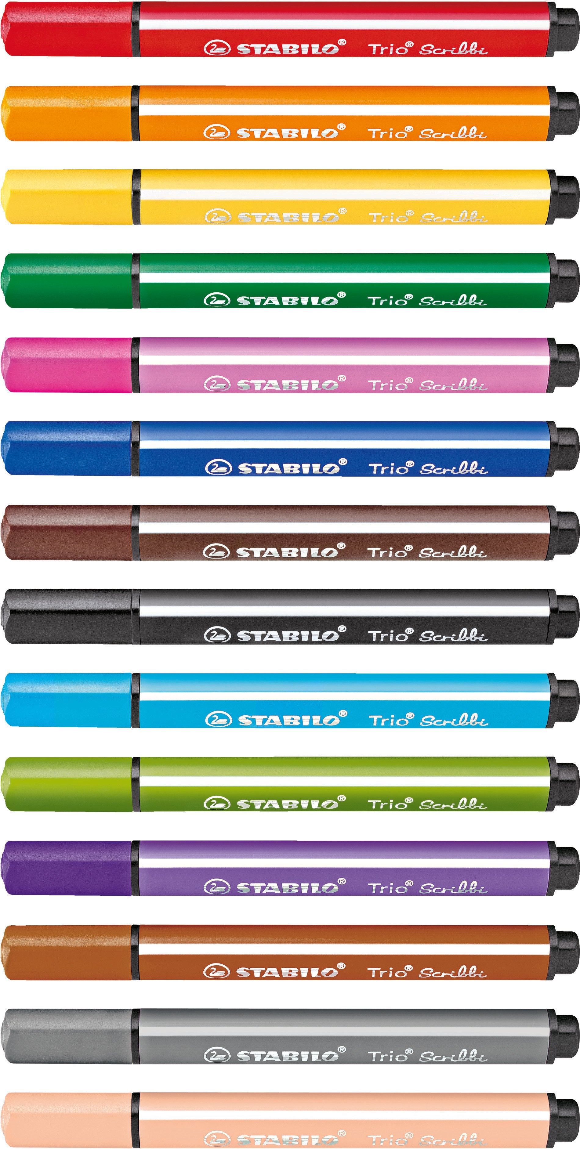 STABILO Trio Scribbi Filzstift – Rundspitze, 2 mm, wasservermalbar, Rot