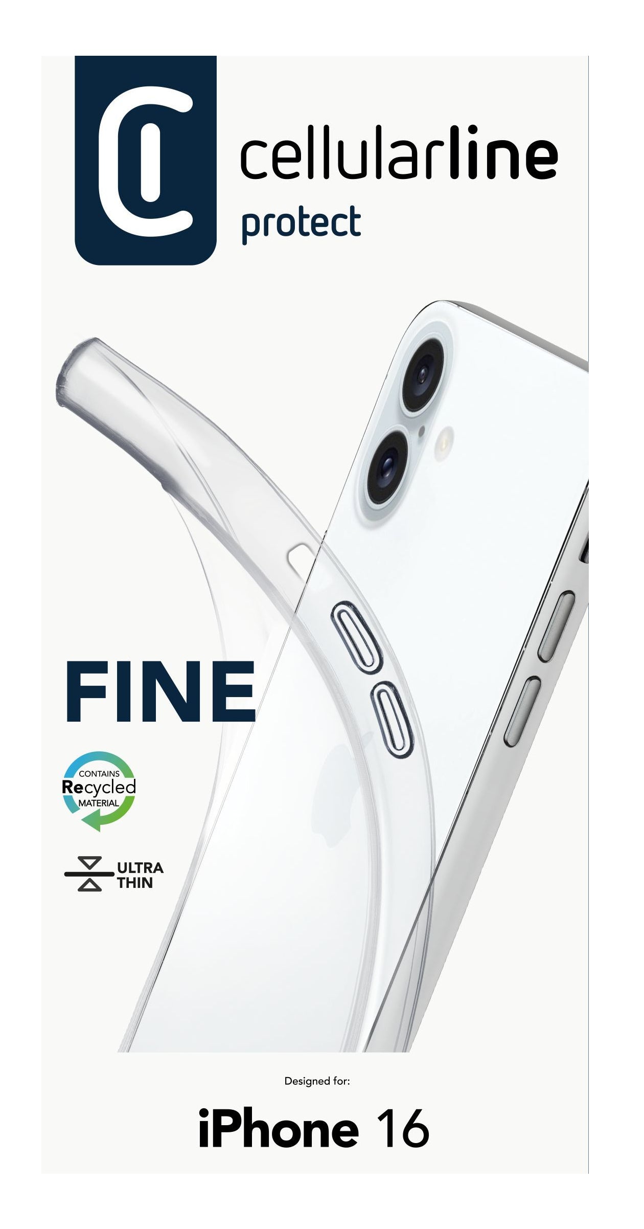 Cellularline Backcover – für Apple iPhone 16 – transparent – TPU