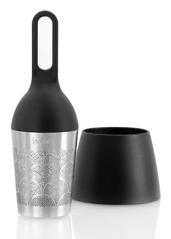 AdHoc FLOATEA Fusion – Teesieb Ø 4 × 12,4 cm, Kunststoff/Edelstahl, schwarz/silber