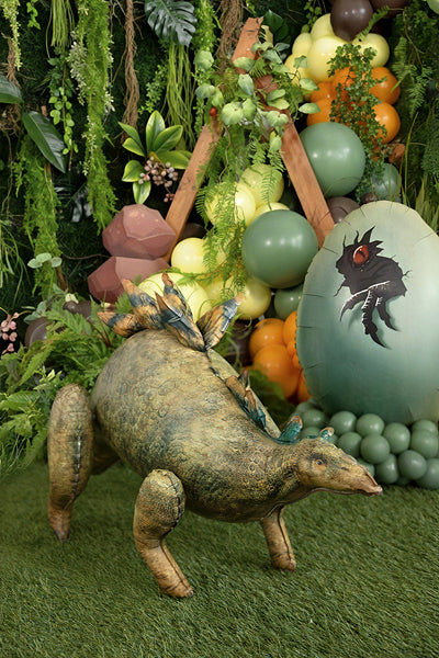 PartyDeco Folienballon Jurassic Stegosaurus – mehrfarbig – 112 × 51 cm – Folie – 1 Stück – inkl. Strohhalm