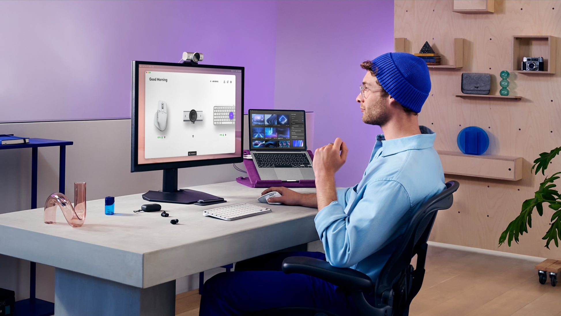 Logitech MX Master 3S Ergonomische Maus – kabellos, 7 Tasten, für Rechtshänder, USB-C-Ladeport, Silber/Weiss