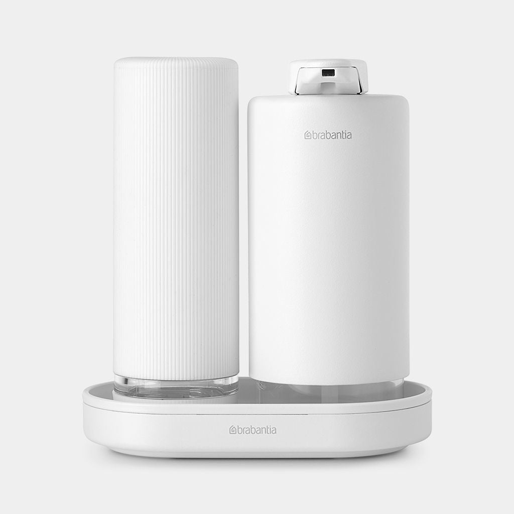 Brabantia Sink Style Seifenspender – Tisch, Metall, Weiss, 200 ml, 2er-Set
