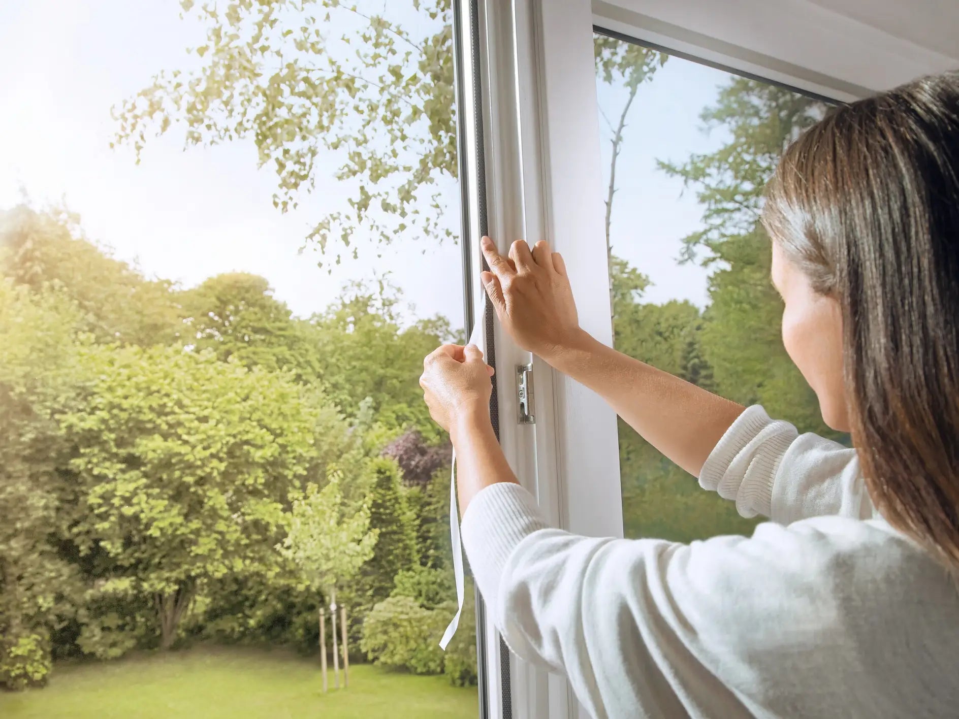 TESA Fenster-Fliegengitter – 150 × 180 cm – Anthrazit – Polyester – Klettband – Für Fenster