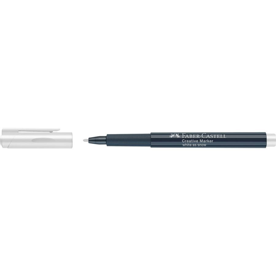 Faber-Castell Non-Permanent-Marker Creative – Rundspitze 1,5 mm – Weiss wie Schnee – trocken abwischbar