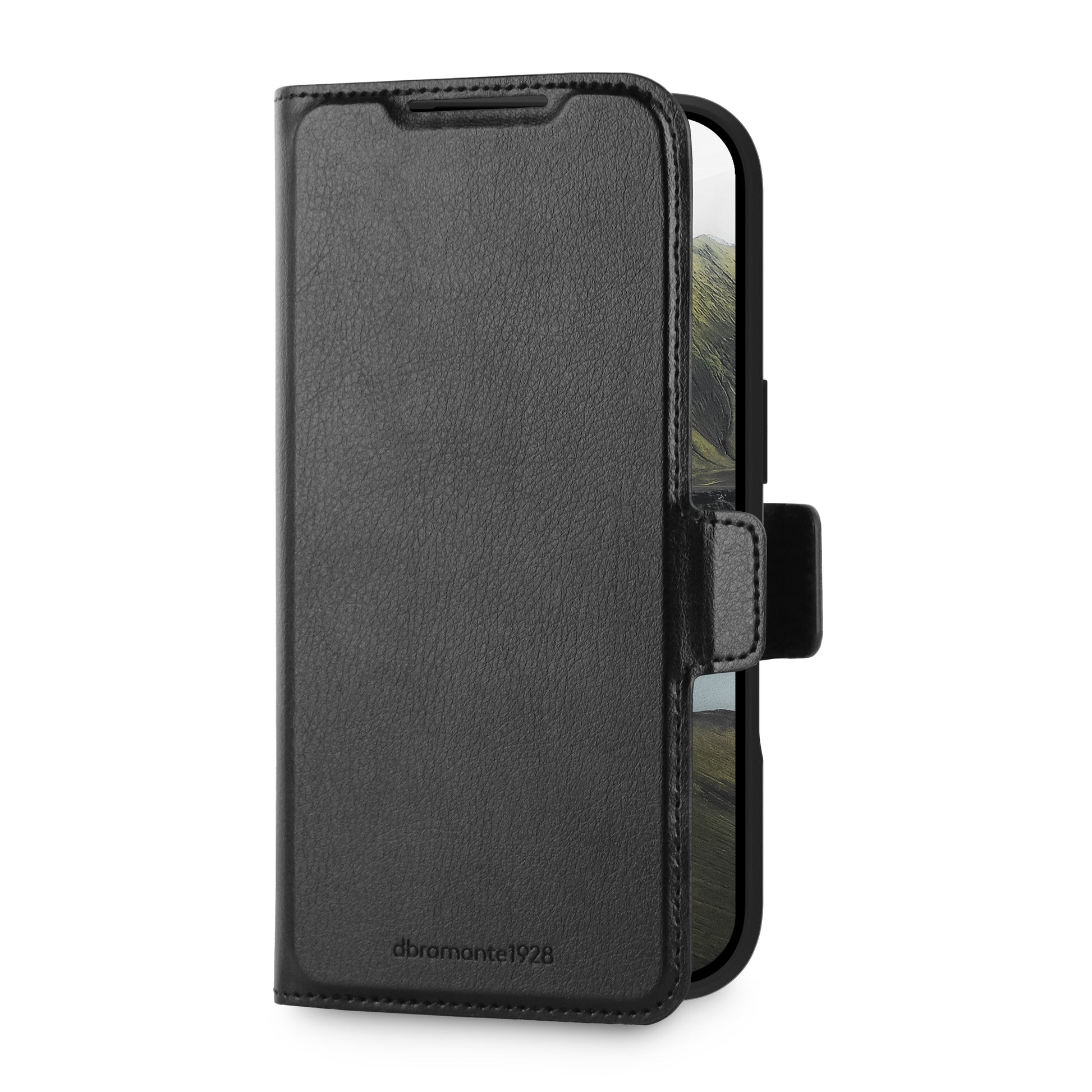dbramante1928 Oslo Pro MS Wallethülle – für Apple iPhone 17 Pro, MagSafe, 3 Kartenfächer, PU+Kunststoff, schwarz