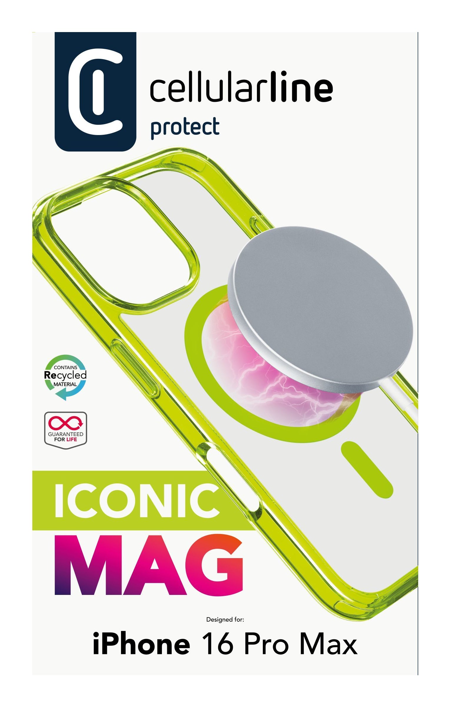Cellularline Backcover Iconic – für Apple iPhone 16 Pro Max – grün – MagSafe-kompatibel