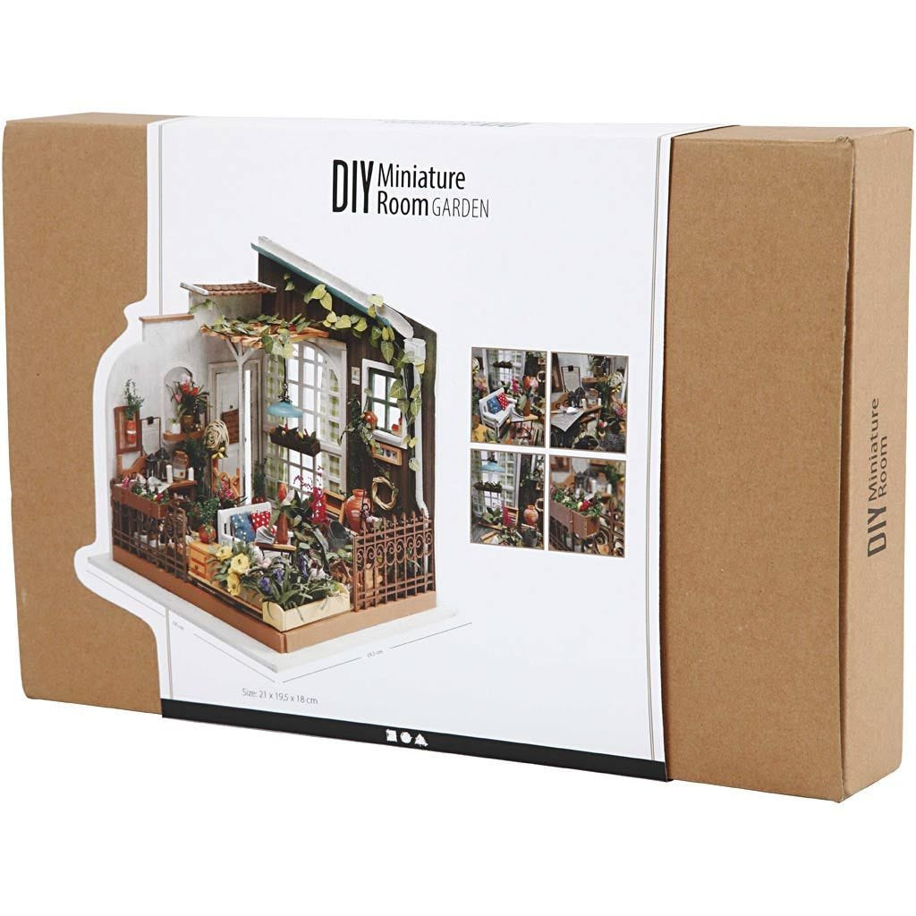 Creativ Company Miniaturweltset – Bastelset – Garten – 19,5 × 21 cm – Holz, mehrfarbig