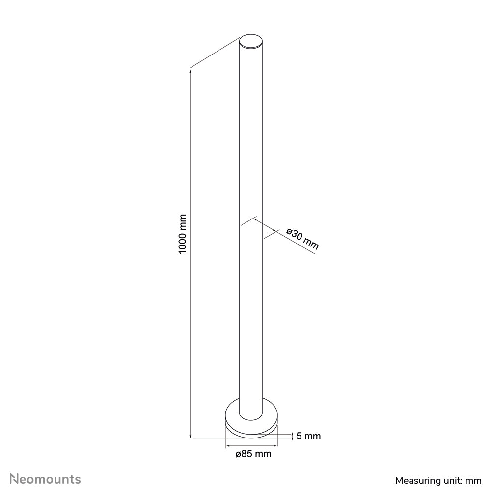 Neomounts Verlängerungsrohr für Monitorarm – FPMA-D9POLE, 100 cm, Silber