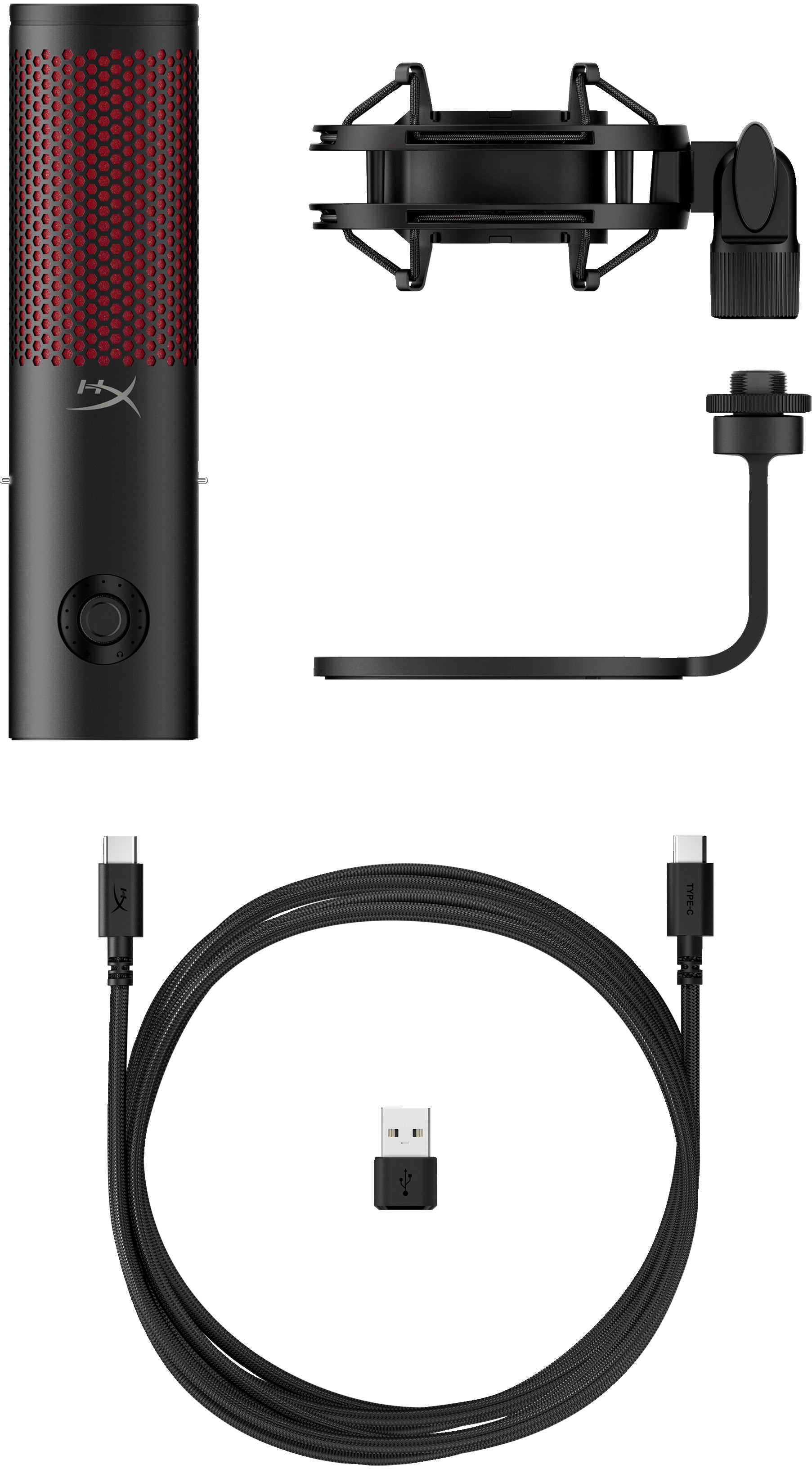 HyperX QuadCast 2 Tischmikrofon – USB-A/3,5 mm Klinke, Niere, 24 Bit/96 kHz – Schwarz