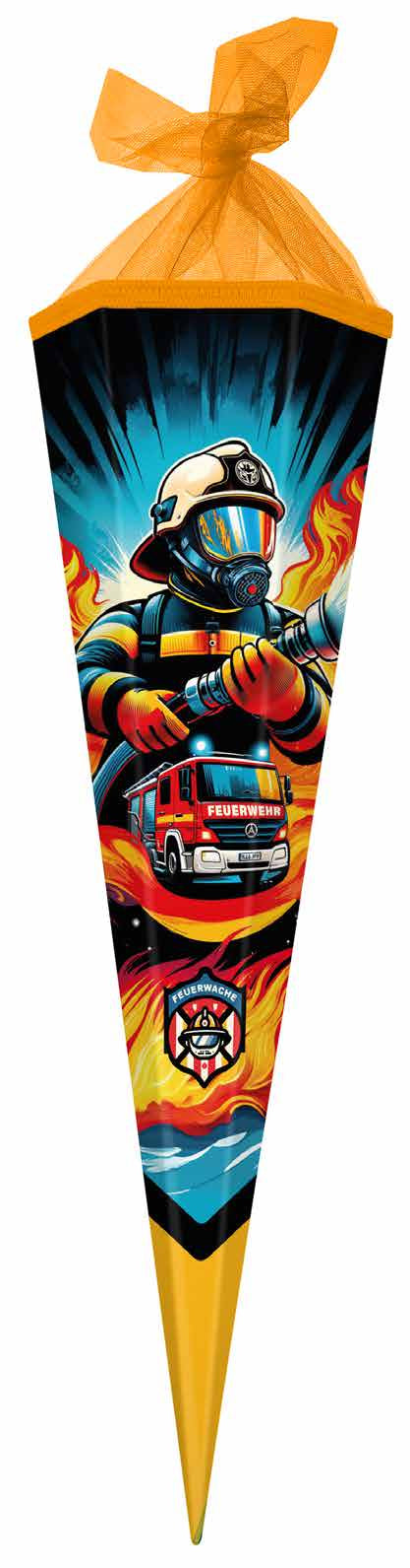 Goldbuch Schultüte ohne Inhalt – Feuerwache – 35 cm, rund, Filz, Orange, Klebeband