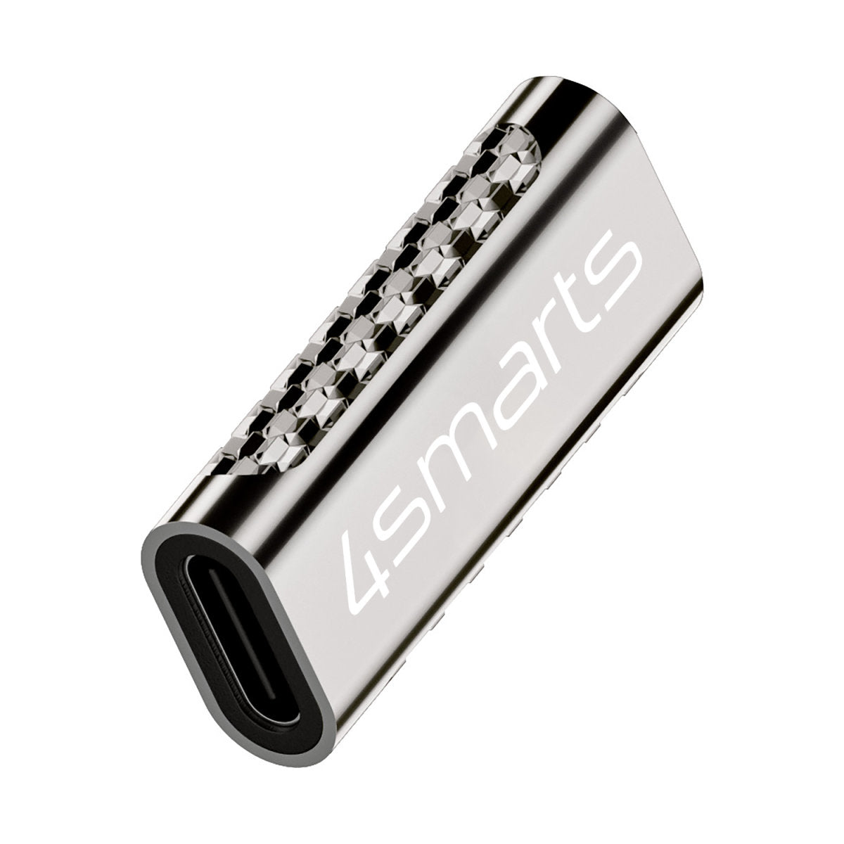 4smarts USB-Adapter USB-C auf USB-C – USB 3.2 Gen 2x2 (20 Gbit/s) – Abgewinkelt – Silber – 4er-Set