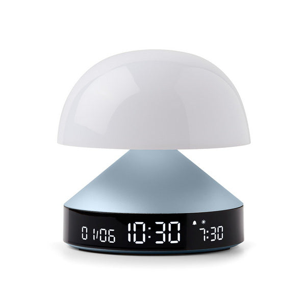 Lexon Lichtwecker Mina Sunrise – digital – 11 × 11 cm, hellblau, Aluminium, USB, Wecktöne