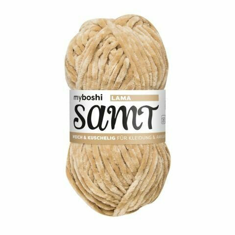myBoshi Chenille Samt Wolle Hellbeige – 100 g, 100 m, Nadel 5 mm, 100% Polyester, 1 Stk.