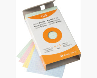 Exacompta Karteikarten – 75 × 125 mm – kariert, sortiert, 205 g/m² – 100 Stk