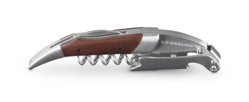 Le Creuset Premium Kellnermesser – 12,8 × 3,6 × 1,5 cm, Edelstahl, Walnussholz, Braun