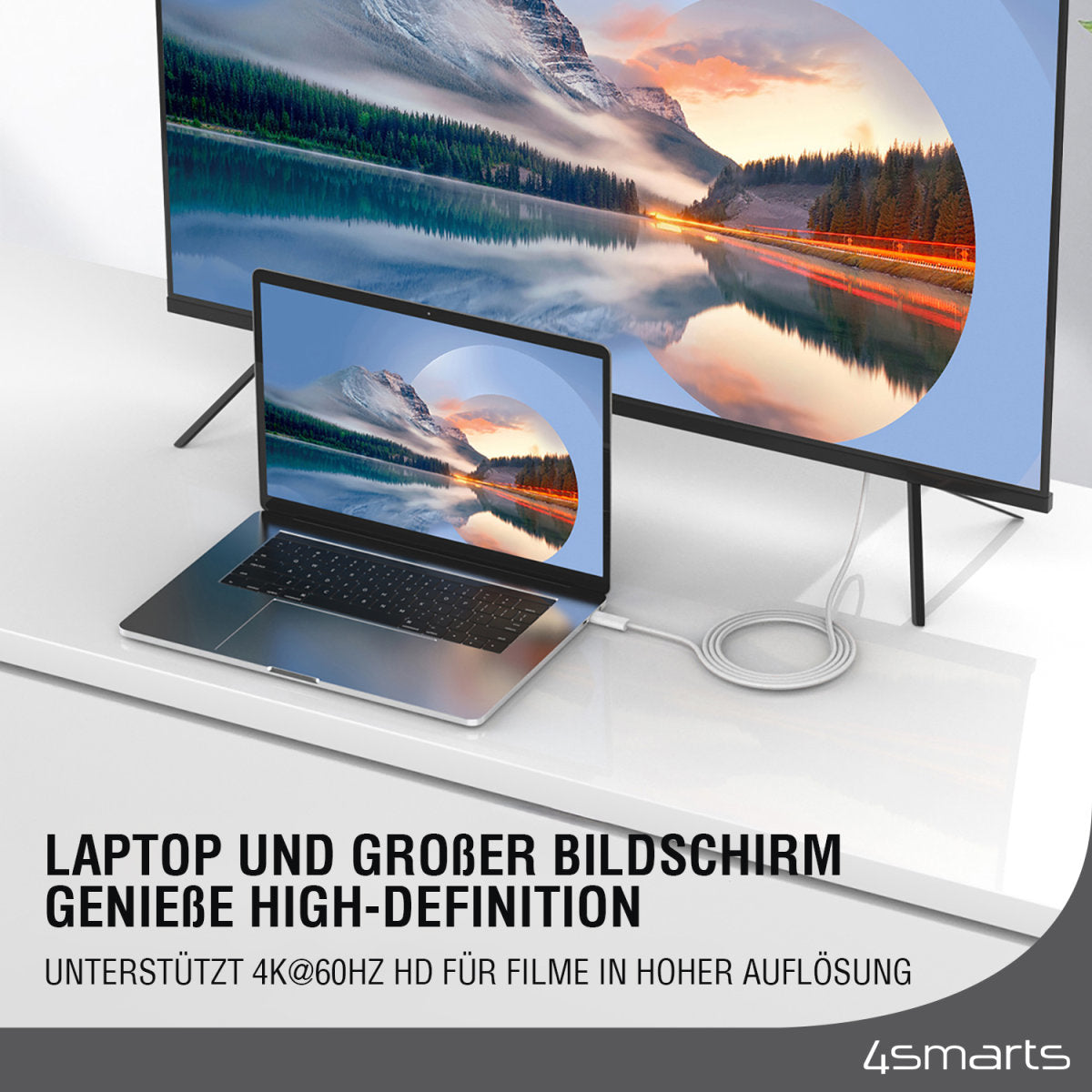 4smarts USB-C auf HDMI Kabel 4K – 2 m – Weiss