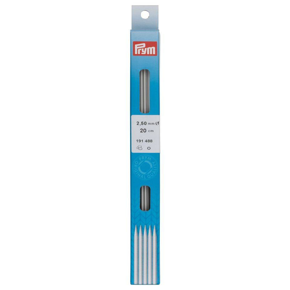 Prym Strumpfstricknadel Grau 2,5 mm – 20 cm, 5 Stk., Aluminium