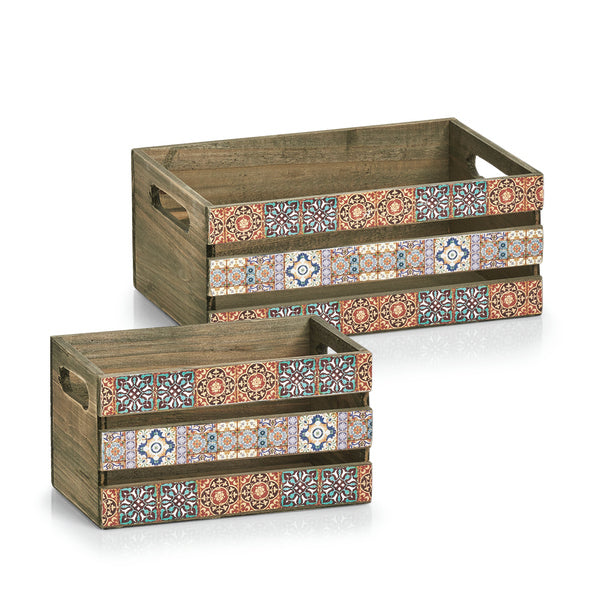 Zeller Present Aufbewahrungsbox – Holz – Mehrfarbig – mit Griff – 240 × 135 × 140 mm