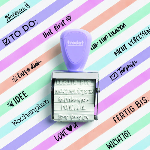 Trodat Bullet Journal Motivstempel, selbstfärbend, 12 Motive, 30 × 5 mm, Kissen sortiert, deutsch